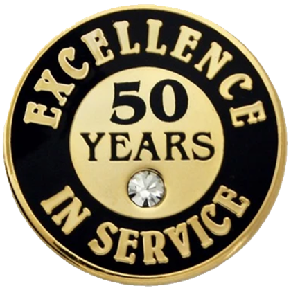 Excellence in Service — 50 Years award pin